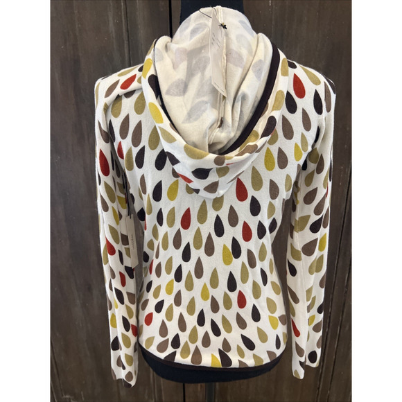 New Vertigo Paris Russet Whimsey Showers Colorful Hooded Zip Front Sweater Small - Picture 3 of 9